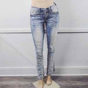 Buckle Black Fit No 3 Bootleg Jeans 28x31.5 Light Wash Distressed Ripped Denim